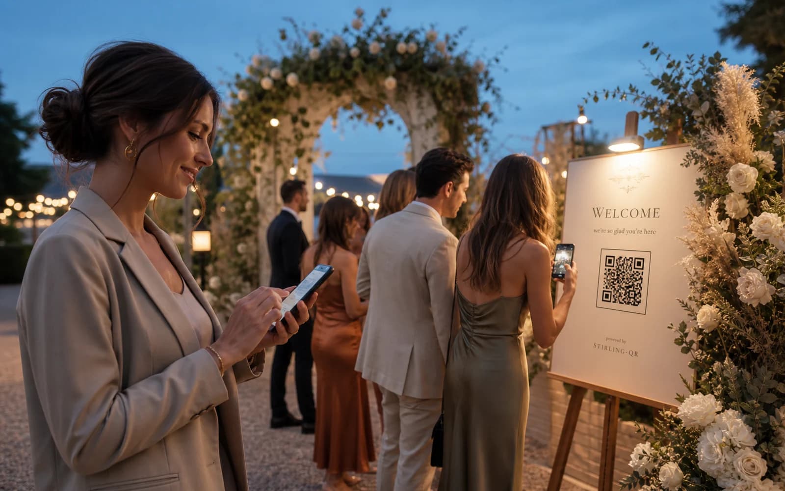 An event attendee scanning a QR code